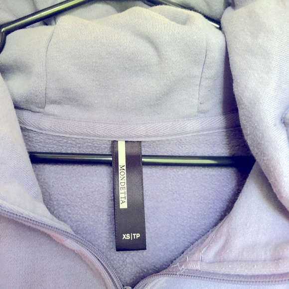 MONDETTA | Warm Zip Up Crop Hoodie | Lilac | XS - Picture 3 of 3
